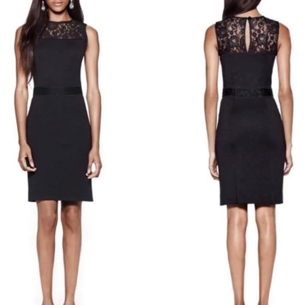 Tory Burch Adriana Black Sleeveless Wool Silk Lace Dress Sheath Size Xs Women's